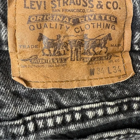 Vintage Levis Jeans Mens 34x34 (Fits 32x27) Gray Acid Wash 505 80s - Picture 9 of 12